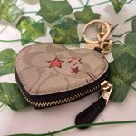 Coach Heart Pouch Bag Charm In Signature Canvas With Heart And Star Print ck071 Photo 2