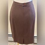 Seville Suit Brown Midi Skirt & Matching Jacket Set Sleeves Collar R Satin Sz 6 Photo 9
