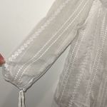 Mystree Womens Peasant Embroidered Chiffon Sheer Blouse Ivory Size Small Photo 2