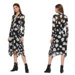 All Saints Skylar Long Sleeve Sheer Maxi Dress Floral Black White Grunge lite Photo 1