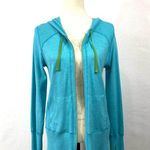 Eddie Bauer  Hoodie Teal Blue Full Zip Ribbed Hem Hood Size M Photo 1