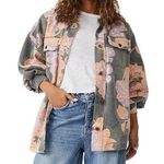 Free People 🥳 HP🥳 NWT Printed Ruby Jacket in Charcoal Combo Photo 0