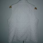 Chico's  2 L Reversible Quilted Zip Front Vest in White and Gold Peach Plaid Photo 6