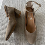 Novacas Light Gray Taupe Suede Block Heel Ankle Strap Pumps Dress Shoes Sz 40 9 Photo 0