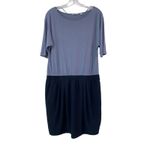 Uniqlo  Shirt Dress Size L Blue Colorblock 3/4 Sleeves Cotton Modal Casual Travel Photo 2