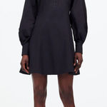 Madewell  Seamed Long Sleeve Mini Shirtdress Poplin Black Size 0 NWT Minimalist Photo 0