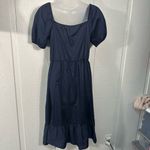 Morgan Taylor  Navy Puff Sleeve Dress Size Large NWOT Photo 4