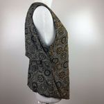 Vintage HG NY Vest Beaded Medallion Print Button Down‎ Black Gold Womens Size M Photo 2