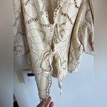 Free People  Cream Floral Embroidered Top June top in Ecru Photo 3