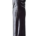 ZARA Gray Velour Velvet Dress with Slit up the Side Photo 8