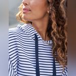 Frank & Eileen Kane Capelet Hoodie size Large Navy French Stripe Triple Fleece L White Photo 3