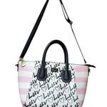 Betsey Johnson Luv Betsey by Pink and Black Striped Handbag with Crossbody Strap Photo 6