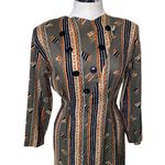 Vintage Niya Collection Tribal Aztec Print Dress Long Sleeve Asymmetrical Button Size M Photo 1