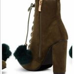 Catherine Malandrino Olive Green Fur Pom Pom Ankle Bootie Photo 5