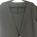 Black Textured Knit Short Sleeve One Button Front Mini Dress Large LBD Workwear Photo 2