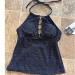 Macy's Salt + Cove Crochet High-Neck Tankini Top Black Size Small Photo 5