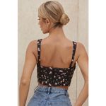 House Of CB  Gene Black Floral Corset Boho Pretty Garden Flirty Top Medium NWT Photo 3