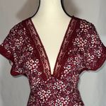 Free People  NWT Sweet Talker Floral Mini Dress S Wine Maroon Open Back Romantic Photo 2