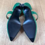 Peiley Women’s Sz 5.5/6 Green Faux Suede Low Heel Strap Pumps Pointed Toe Dressy Photo 3