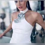 ZARA  halter neck white top with rhinestones Photo 2