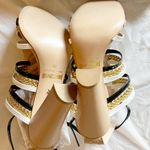 Just Cavalli  women's 39 EU gold braided strappy buckle chunky heel sandals Photo 6