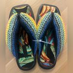 Farm Rio  Black Banana Puffy Fluffy Crochet Flip Flop Sandals Size‎ 9 NWOT Photo 1