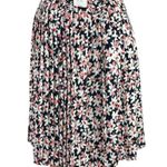 J.Crew NEW Navy Blue White Floral Print Pleated Knee Length A-Line Skirt Size 6 Photo 2