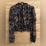 Free People Sz XSmall Clarissa Floral Printed Puff Sleeve Cropped Blouse Revolve Photo 2