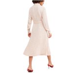 Gal Meets Glam GLAM MEETS GAL POLKA DOT LONG SLEEVE MIDI SHIRTDRESS IN LIGHT PINK SIZE 2 Photo 4