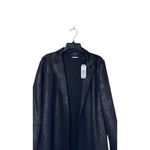 Tahari  Womens Jacket Open Front Mid Length Faux Leather Black Stretch Medium NWT Photo 3