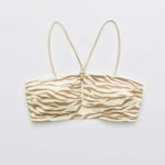 Aerie NWT  Pique Animal Print Keyhole Bandeau Bikini Top Soft Muslin Size M Photo 1