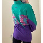 Reebok Vinatge 90s Windbreaker Cinch Waist Full Zip Green/Purple Abstract Design Photo 9