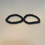 Natural Hematite Beaded Bracelets Set of 2 Stretch Elastic Stone Beads Black Photo 4
