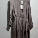 Aritzia Wilfred Gray Pleated Tie Front Sundress Photo 0