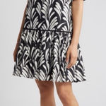 Caslon Puff Sleeve Botanical Printed Cotton Shift Drop Waist Dress - Sz M 💚🎀 Photo 0