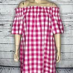 Raye Collyn Size XL Pink & White Gingham Plaid Off the Shoulder Dress w/ Pockets Photo 0