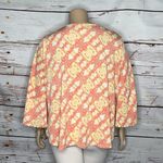 Ruby Rd. Woman Size 1X Pink & Yellow Printed Rhinestone Embellished Blouse Top Photo 2