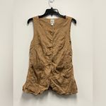 Maeve  Brown Sleeveless Button-Up Vest with 2 Front Pockets           Size: Small Photo 2