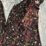 Paige EUC  Floral Sheer Long Sleeve Button Up Shirt  Blouse Women's M Black Photo 4