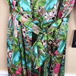 NWT INC International Concepts Women’s Floral Animal Print Lace Silky Tie Robe Green Size L Photo 4