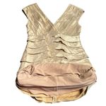 Adrianna Papell Women’s Layered Gray V-Neck Shimmer Dress Color Nude Size 8 Photo 1