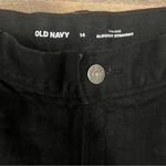 Old Navy  Black Denim Jeans Womens Size 14 Slouchy Straight High Rise New Raw Hem Photo 6