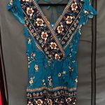 Xhilaration Teal Floral Romper Photo 0