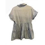 ZARA  Tiered Mini Dress Blue XS Short Sleeve Collared Button Down Tunic Top‎ Photo 2