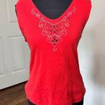 Update Embellished Sleeveless Tank Top Red Size M Photo 0