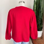 Vintage‎ Red Floral Bird Sweatshirt Cozy Fall Grandma Core Pullover XL Photo 1