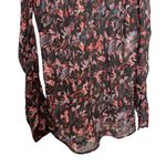 IRO  Lou Top in Black Floral Red Long Sleeve Sheer Puff Sleeve Size 6‎ Medium M Photo 4