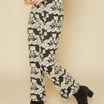Amuse Society Black Fox Pant β Stretch Flare Jacquard Brocade Floral Knit Small Photo 3