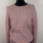 Vtg 90s LL Bean L Pink Lambs Wool Blend Cable Knit Sweater Pullover Size L Photo 0