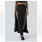 Halara NWT  Black Maxi buckle Skirt- Side Slits. Stretchy size M. Original bag Photo 6